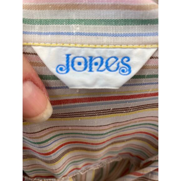 1970s pinstriped cotton tunic by jones size large hippie boho candy striped 38 - Picture 3 of 8